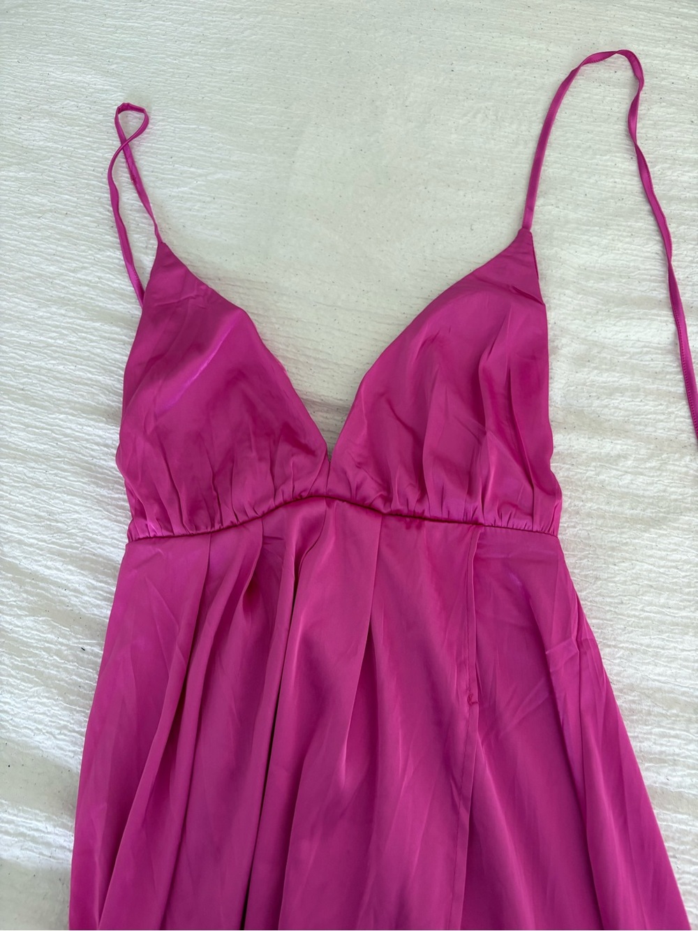 Fuchsia Spaghetti Strap V-Neck Dress